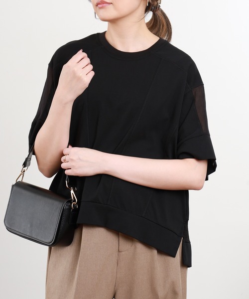 BRODIAEA(ブローディア)の「BRODIAEA ドロップショルダー切替カットソープルオーバー 半端袖(Tシャツ/カットソー・レディース・オフホワイト/グレイッシュベージュ/ブラック/ライトグリーン・40)」の22枚目の写真