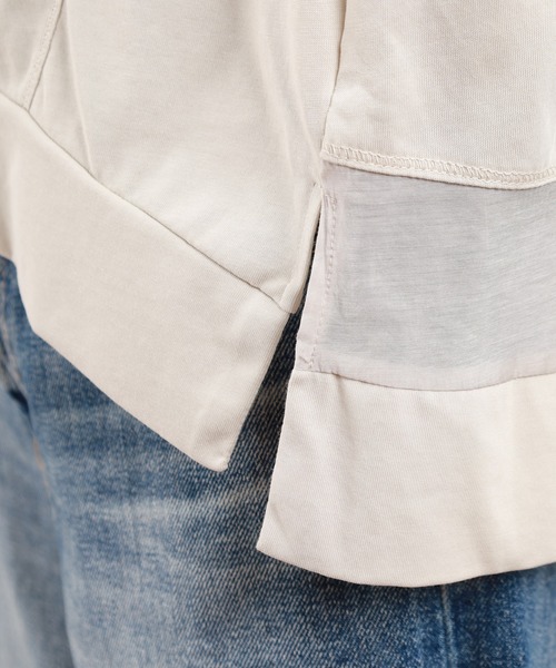 BRODIAEA(ブローディア)の「BRODIAEA ドロップショルダー切替カットソープルオーバー 半端袖(Tシャツ/カットソー・レディース・オフホワイト/グレイッシュベージュ/ブラック/ライトグリーン・40)」の13枚目の写真