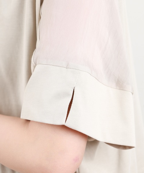 BRODIAEA(ブローディア)の「BRODIAEA ドロップショルダー切替カットソープルオーバー 半端袖(Tシャツ/カットソー・レディース・オフホワイト/グレイッシュベージュ/ブラック/ライトグリーン・40)」の12枚目の写真
