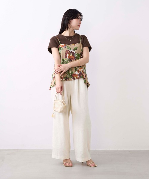 MICA&DEAL（マイカ＆ディール）の「リブコンパクトTシャツ（Tシャツ/カットソー・レディース・グリーン/ブラウン/ホワイト/ブラック/ストライプ・FREE）」の16枚目の写真