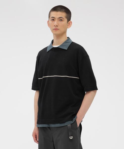MARGARET HOWELL(マーガレットハウエル)の「LINEN COTTON SINGLE STRIPE(ニット/セーター・メンズ・ブラック・MEDIUM/LARGE)」の1枚目の写真