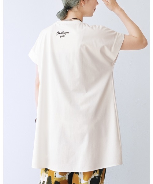 reca(レカ)の「【接触冷感】アシメフロントタックチュニック(Tシャツ/カットソー・レディース・ライトグリーン/オフホワイト/チャコールグレー・FREE)」の1枚目の写真