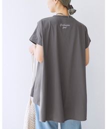 【接触冷感】ロゴ刺繍アシメタックチュニックTシャツ