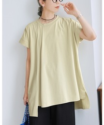 【接触冷感】ロゴ刺繍アシメタックチュニックTシャツ