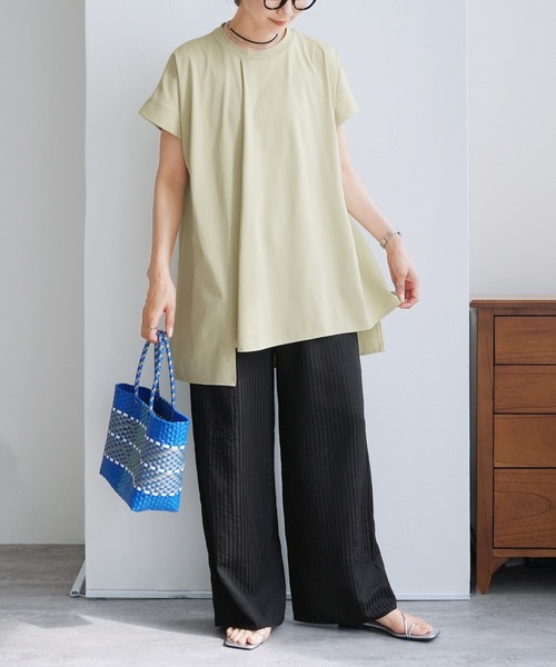 reca(レカ)の「【接触冷感】アシメフロントタックチュニック(Tシャツ/カットソー・レディース・ライトグリーン/オフホワイト/チャコールグレー・FREE)」の17枚目の写真