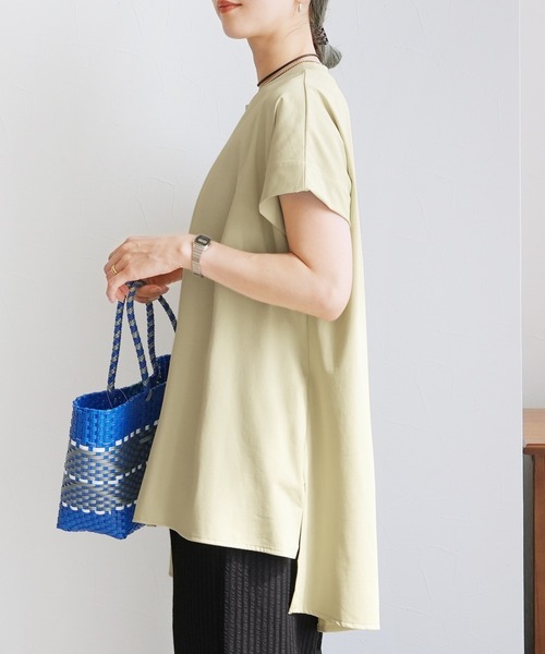 reca(レカ)の「【接触冷感】アシメフロントタックチュニック(Tシャツ/カットソー・レディース・ライトグリーン/オフホワイト/チャコールグレー・FREE)」の20枚目の写真