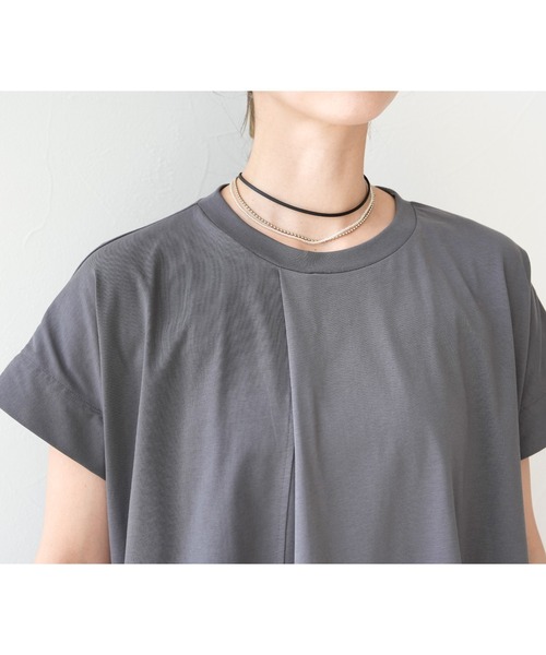 reca(レカ)の「【接触冷感】アシメフロントタックチュニック(Tシャツ/カットソー・レディース・ライトグリーン/オフホワイト/チャコールグレー・FREE)」の9枚目の写真