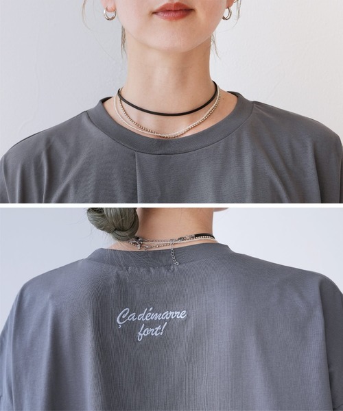 reca(レカ)の「【接触冷感】アシメフロントタックチュニック(Tシャツ/カットソー・レディース・ライトグリーン/オフホワイト/チャコールグレー・FREE)」の12枚目の写真