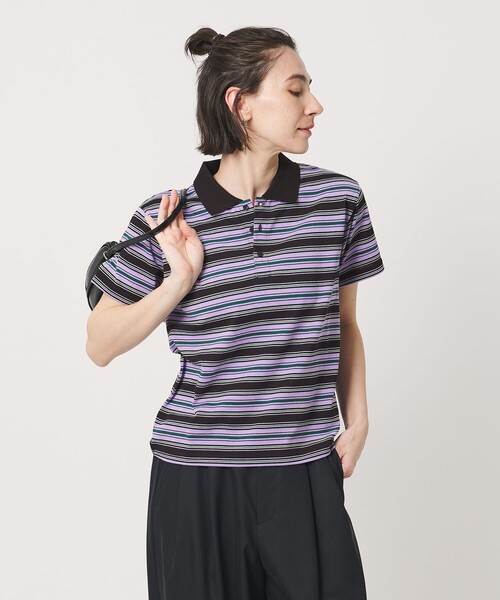 BEAUTY&YOUTH UNITED ARROWS(ビューティーアンドユースユナイテッドアローズ)の「【WEB限定】マルチボーダー ポロカラーTシャツ(ポロシャツ・レディース・ブラウン/パープル/コバルトブルー・FREE)」の3枚目の写真