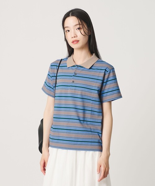 BEAUTY&YOUTH UNITED ARROWS(ビューティーアンドユースユナイテッドアローズ)の「【WEB限定】マルチボーダー ポロカラーTシャツ(ポロシャツ・レディース・ブラウン/パープル/コバルトブルー・FREE)」の5枚目の写真