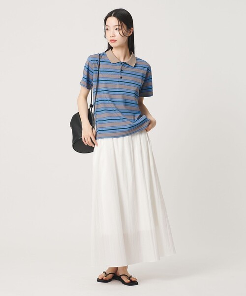 BEAUTY&YOUTH UNITED ARROWS(ビューティーアンドユースユナイテッドアローズ)の「【WEB限定】マルチボーダー ポロカラーTシャツ(ポロシャツ・レディース・ブラウン/パープル/コバルトブルー・FREE)」の6枚目の写真
