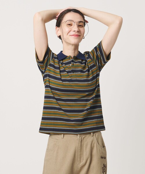 BEAUTY&YOUTH UNITED ARROWS(ビューティーアンドユースユナイテッドアローズ)の「【WEB限定】マルチボーダー ポロカラーTシャツ(ポロシャツ・レディース・ブラウン/パープル/コバルトブルー・FREE)」の7枚目の写真