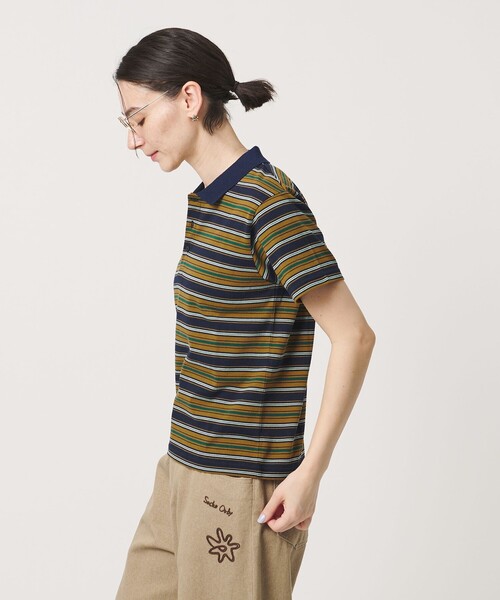 BEAUTY&YOUTH UNITED ARROWS(ビューティーアンドユースユナイテッドアローズ)の「【WEB限定】マルチボーダー ポロカラーTシャツ(ポロシャツ・レディース・ブラウン/パープル/コバルトブルー・FREE)」の8枚目の写真