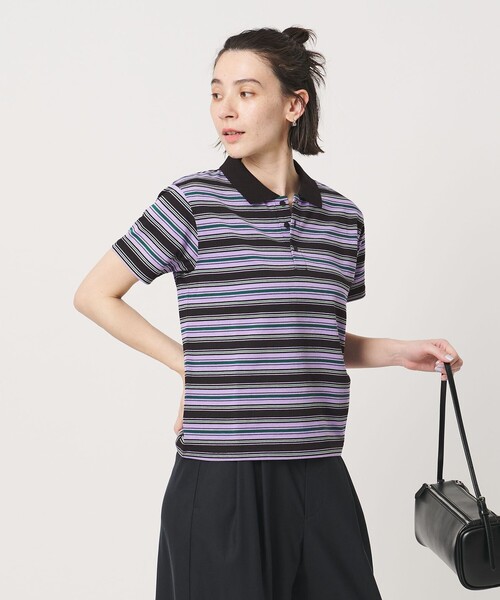 BEAUTY&YOUTH UNITED ARROWS(ビューティーアンドユースユナイテッドアローズ)の「【WEB限定】マルチボーダー ポロカラーTシャツ(ポロシャツ・レディース・ブラウン/パープル/コバルトブルー・FREE)」の10枚目の写真