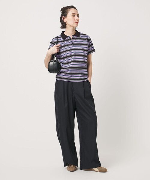 BEAUTY&YOUTH UNITED ARROWS(ビューティーアンドユースユナイテッドアローズ)の「【WEB限定】マルチボーダー ポロカラーTシャツ(ポロシャツ・レディース・ブラウン/パープル/コバルトブルー・FREE)」の11枚目の写真