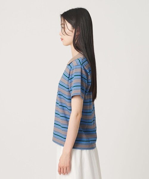 BEAUTY&YOUTH UNITED ARROWS(ビューティーアンドユースユナイテッドアローズ)の「【WEB限定】マルチボーダー ポロカラーTシャツ(ポロシャツ・レディース・ブラウン/パープル/コバルトブルー・FREE)」の14枚目の写真
