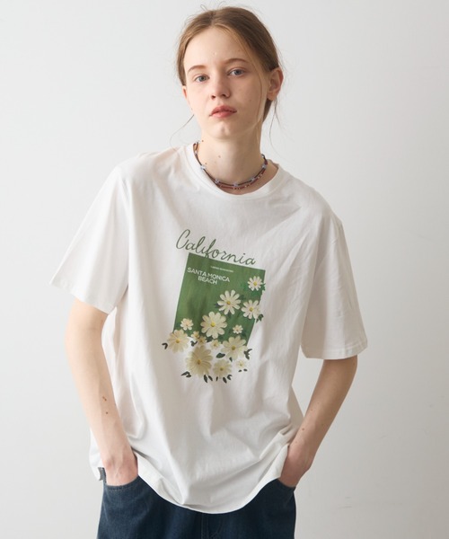 Crisp(クリスプ)の「flower print T / フラワープリントT(Tシャツ/カットソー・レディース・ホワイト/イエロー・FREE)」の4枚目の写真
