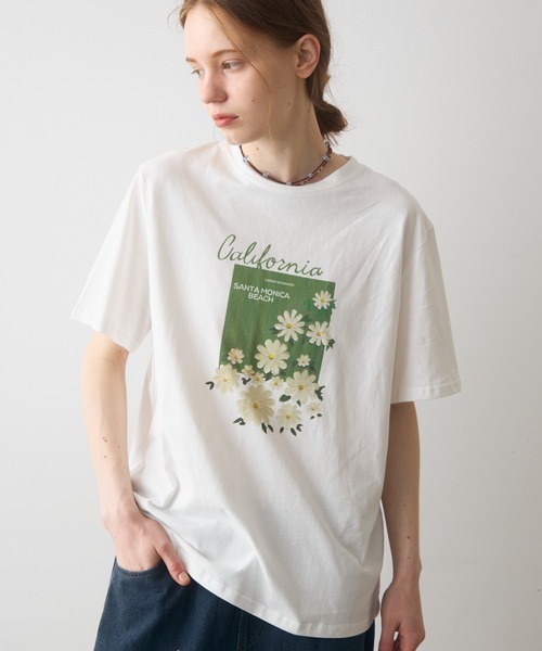 Crisp(クリスプ)の「flower print T / フラワープリントT(Tシャツ/カットソー・レディース・ホワイト/イエロー・FREE)」の5枚目の写真