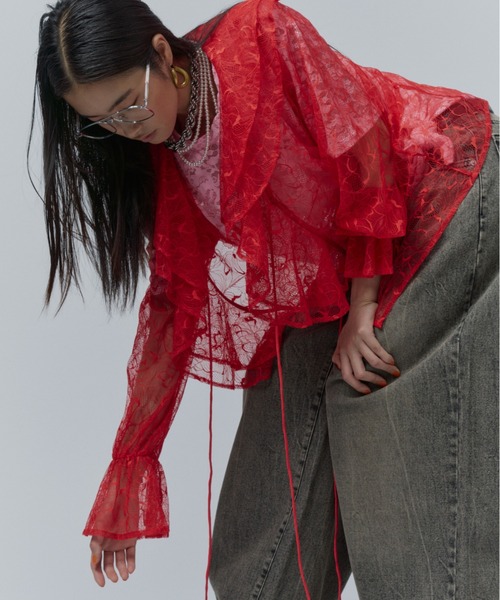 yae(ヤエ)の「Lace frills blouse / レースフリルブラウス(シャツ/ブラウス・レディース・イエロー/レッド/ライトブルー・FREE)」の14枚目の写真