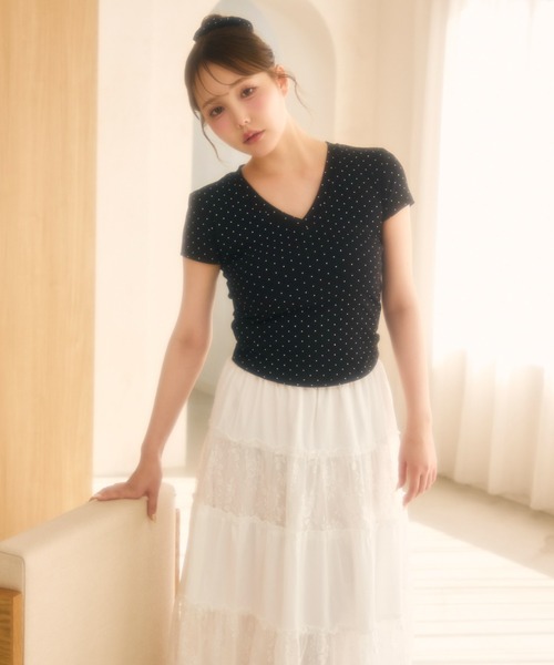 miune(ミューヌ)の「【シュシュSET】ドットトップス(Tシャツ/カットソー・レディース・ホワイト/ブラック/グレー・FREE)」の11枚目の写真