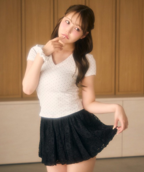 miune(ミューヌ)の「【シュシュSET】ドットトップス(Tシャツ/カットソー・レディース・ホワイト/ブラック/グレー・FREE)」の17枚目の写真