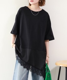レースドッキングTシャツ 半端袖