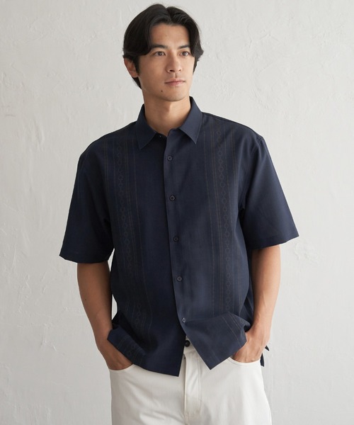 ikka(イッカ)の「【接触冷感】リネンライクエスニックプリントシャツ(シャツ/ブラウス・メンズ・カーキ/ベージュ/ネイビー・XL/L/M/S)」の7枚目の写真