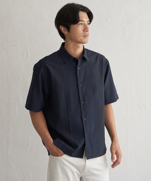 ikka(イッカ)の「【接触冷感】リネンライクエスニックプリントシャツ(シャツ/ブラウス・メンズ・カーキ/ベージュ/ネイビー・XL/L/M/S)」の8枚目の写真