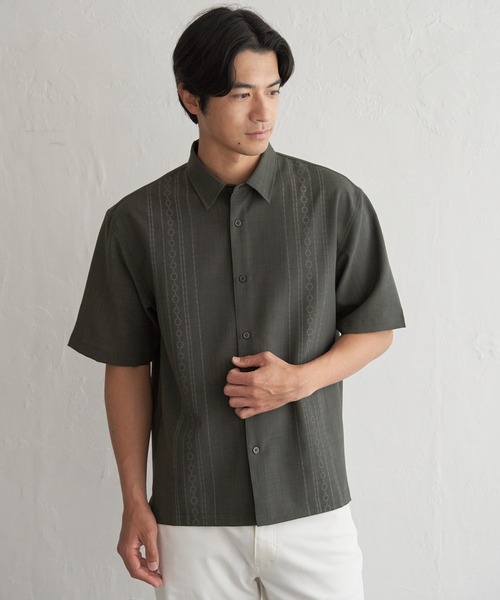ikka(イッカ)の「【接触冷感】リネンライクエスニックプリントシャツ(シャツ/ブラウス・メンズ・カーキ/ベージュ/ネイビー・XL/L/M/S)」の12枚目の写真