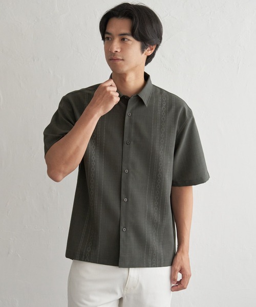 ikka(イッカ)の「【接触冷感】リネンライクエスニックプリントシャツ(シャツ/ブラウス・メンズ・カーキ/ベージュ/ネイビー・XL/L/M/S)」の13枚目の写真
