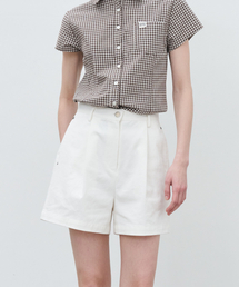 A-line one tuck cotton short [KNSS07PT01]_Ivory