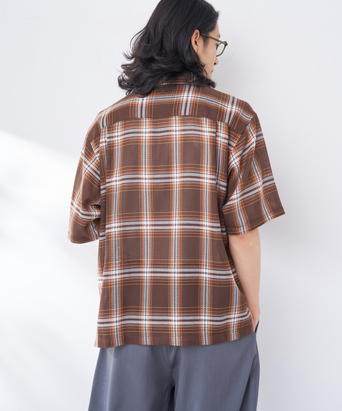 B.C STOCK（ベーセーストック）の「ビッグチェックメッシュシャツ（シャツ/ブラウス・メンズ・イエロー/ブルー系その他/ブラウン・FREE）」の8枚目の写真