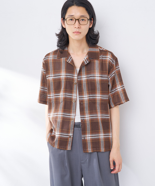B.C STOCK(ベーセーストック)の「ビッグチェックメッシュシャツ(シャツ/ブラウス・メンズ・イエロー/ブルー系その他/ブラウン・FREE)」の12枚目の写真