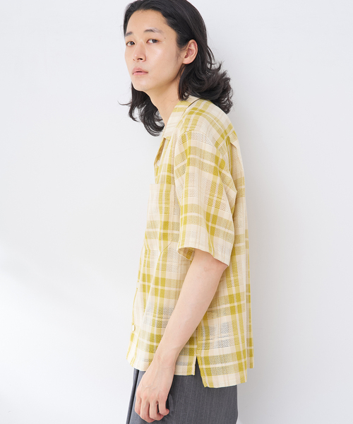B.C STOCK（ベーセーストック）の「ビッグチェックメッシュシャツ（シャツ/ブラウス・メンズ・イエロー/ブルー系その他/ブラウン・FREE）」の21枚目の写真