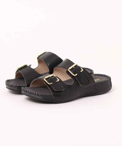 Piedi Nudi(ピエディヌーディ)の「<SHOP select> もちもちクッション ダブルベルトサンダル(サンダル・レディース・ブラウン/ブラック/ホワイト・L/LL/M/S)」の1枚目の写真