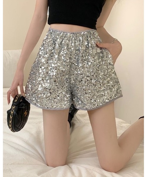 inst.ALL(インストール)の「グリッタースパンコールショートパンツ(その他パンツ・レディース・ブラック/ホワイト/シルバー・M)」の8枚目の写真