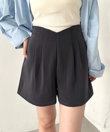 シンプルハイウエスト無地ショートパンツ