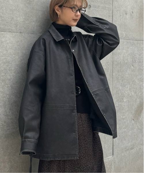 Рубашка из синтетической кожи с плиссировкой (Pintuck Synthetic Leather Shirt)