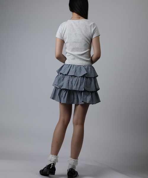 HOOK(フック)の「HOOK for girls 胸元デザイン × ハートスタッズプリント クロップド 半袖 Tシャツ (SS)(Tシャツ/カットソー・レディース・ピンク/グレー/ホワイト・FREE)」の9枚目の写真