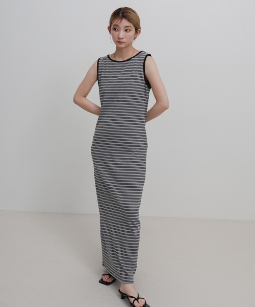 select MOCA(セレクトモカ)の「ボーダータンクトップロングワンピース(ワンピース・レディース・グレー/チャコールグレー・LARGE/MEDIUM)」の17枚目の写真