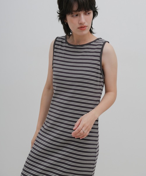 select MOCA(セレクトモカ)の「ボーダータンクトップロングワンピース(ワンピース・レディース・グレー/チャコールグレー・LARGE/MEDIUM)」の11枚目の写真