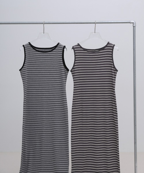 select MOCA(セレクトモカ)の「ボーダータンクトップロングワンピース(ワンピース・レディース・グレー/チャコールグレー・LARGE/MEDIUM)」の15枚目の写真