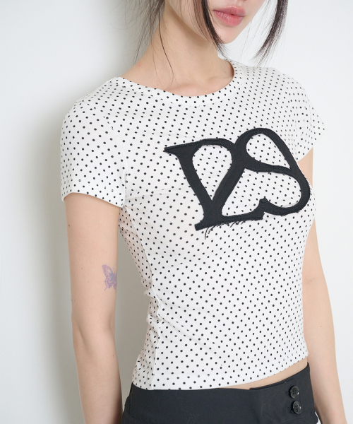 ILLIGO(イリゴ)の「129 ロゴパッチフィッテッドTシャツ ホワイトドット(Tシャツ/カットソー・レディース・その他・OS)」の7枚目の写真