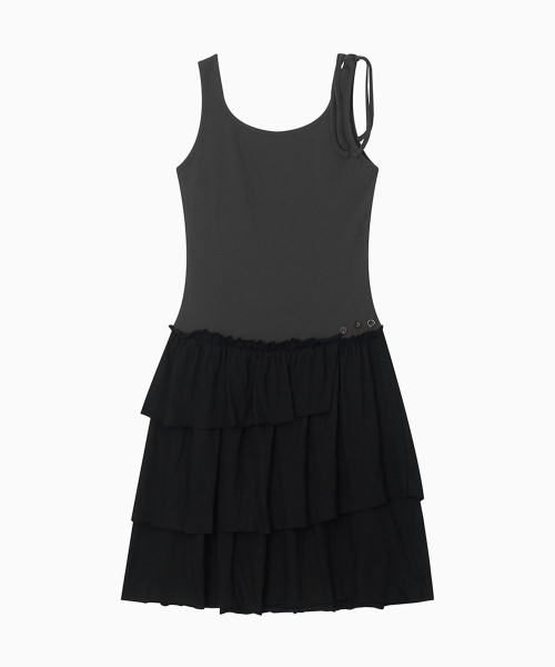 OHESHIO（オヘシオ）の「SHIRRING LAYERED DRESS, CHARCOAL（ワンピース・レディース・その他・FREE）」の9枚目の写真
