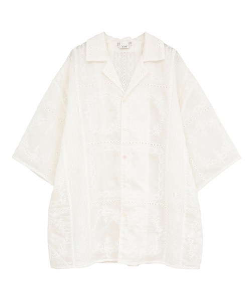 CLANE/クラネ】 EMBROIDERY LACE BOX SHIRTS/エンブロイダリーレース