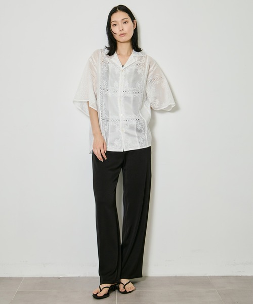 CLANE/クラネ】 EMBROIDERY LACE BOX SHIRTS/エンブロイダリーレース