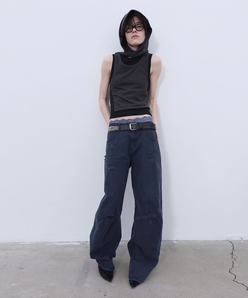 LCDC TM（エルシーディーシーティーエム）の「DISTRESSED CURVED PANTS（その他パンツ・レディース・Navy・S）」の8枚目の写真