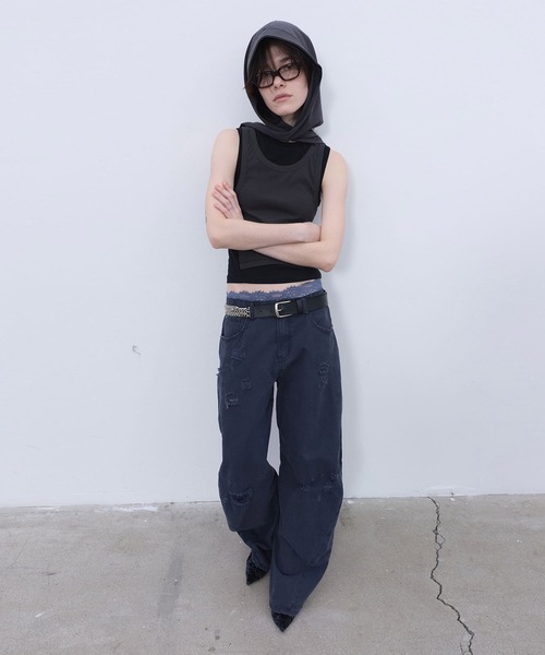 LCDC TM（エルシーディーシーティーエム）の「DISTRESSED CURVED PANTS（その他パンツ・レディース・Navy・S）」の9枚目の写真