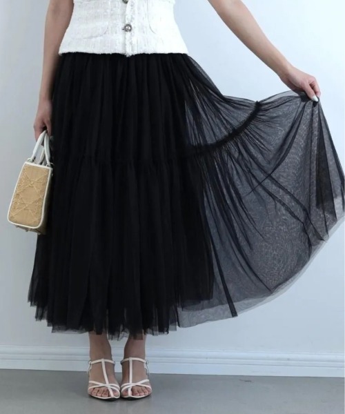 BIRTHDAY BASH(バースデイバッシュ)の「CHIFFON TIERED VOLUME SKIRT(シフォンティアードボリュームスカート)(スカート・レディース・ブラック・MEDIUM/SMALL)」の6枚目の写真