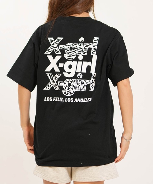 X-girl(エックスガール)の「【ムラサキスポーツ別注】X-GIRL/エックスガール 半袖Tシャツ 105263011022(Tシャツ/カットソー・レディース・ブラック/ホワイト・L/M)」の2枚目の写真
